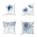 4pcs Nordic Style Blue Flower Pillowcase Peach Skin Velvet 45x45cm