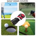 Golf Head Covers 3pcs/set Wood Black Red Vintage Pu 1 3 5 Driver