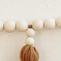 Wooden Beads Wreath with Fringe, Boho Wall Hanging Decor for Bedroom