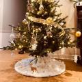 White Christmas Tree Skirt Polyester Ornament for Home Scene Decor-e