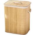 Foldable Bamboo Laundry Basket, Clothes Storage Basket with Lid