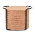 Round Cork Coasters for Drinks,with Metal Holder Storage Caddy