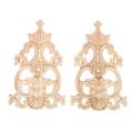 2 Pcs European Style Wooden Carved Onlay Appliques Decor