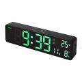 Led Mirrored with Weekly Modern Desk Clocks -black Shell Green Light