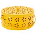 3x Nordic Retro Metal Hollow Floral Mosquito Coil Holder(yellow)