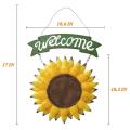 Metal Ornament with Sunflower and Watering Can Design Welcome Sign