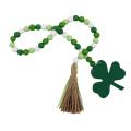 St. Patrick's Day Wood Beads Garland with Tassels Green Irish , B