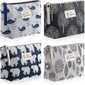 4pcs Canvas Cosmetic Bags for Women Girl Vacation Travel,4 Styles,b
