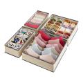 Drawer Underwear Organizer Divider 4 Pieces Fabric Foldable (beige)