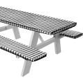 Vinyl Picnic Table &bench Fitted Tablecloth Cover, 3-piece Set, Black
