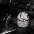 Universal Car Crystal Diamond Trash Can with Lid for Car Office Home