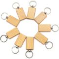 Rectangle Heart Round Ellipse Carving Key Ring Wood Key Chain Ring