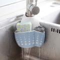 Wheat Double-layer Adjustable Snap-on Sink Storage Hanging Bag-blue