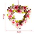 Heart Shaped Artificial Flower Wreath Pink 22x21x3.5cm