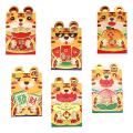 6pcs Tiger Red Hong Bao 2022 Gift Packet New Year Supplies, D(s)