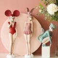 Bubble Girl Art Sculpture Abstract Rabbit Cat Ear Resin for Home 2