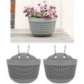 Flower Pots Set Of 2,plastic Hanging Planters Outdoor (white)