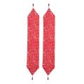 Christmas Linen Printed Table Runner with Tassel Tablecloth Red