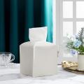 2 Pieces Pu Leather Tissue Box with Bottom Belt (white + Light Gray)