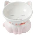 Ceramic Cat and Dog Bowl Overhead Plate Neck Guard Pet Feeder (pink)