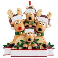 Personalized Deer Christmas Tree Ornament - Cute Deer (family Of 4)