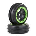 2pcs Front Wheels Tires for 1/5 Hpi Rovan Rofun Km Baja 5b Rc,green