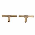 2pcs Air Fuel Water 3-way Brass Tee T Fitting Hose Barb Connector