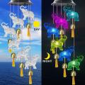 Solar Elephant Wind Chimes,hanging Light with Bells,for Garden Lawn