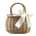 Woven Rattan Totes with Bow and Cloth Lining, Beach Bag,oval Basket
