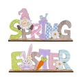 2pcs Easter Wooden Easter Ornaments Bunny Carrot Faceless Gnome