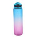 1000ml Water Bottle with Time &straw Large Wide Mouth Leakproof B
