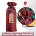 Burlap Wine Bags Wine Gift Bags, with Drawstring, Tag & Rope