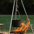 4 Pcs Outdoor Triangular Pot Cookware Lamp Holder Hook-black
