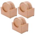 3set Coffee Cup Wooden Coaster Beech Round Insulation Pad Solid Wood