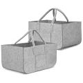2pcs Felt Shopping Basket Foldable Felt Basket, 50 X 25 X 25 Cm(grey)
