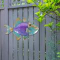 Metal Fish Wall Hanging for Garden Miniature Statues and Ornaments