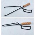 Barbecue Charcoal Clip Iron Wood Handle Anti-scalding