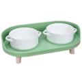 Dog Cat Water Bowls Stand with No-spill Design, 5 Inches Ceramic Bowl