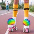 Roller Skate Pom Poms with Jingle Bells Girls Roller Skate,multicolor