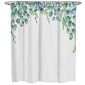 Green Tropical Shower Curtains Leaves Printed Curtains for Bathroom