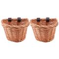 Retro,handmade,wicker Bicycle Front Basket with Leather Straps