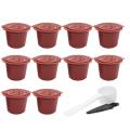 10 Pcs Coffee Capsule Filters for Nespresso with Spoon Brush Red