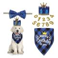 Birthday Party Supplies Bandana Scarf Hat Bow Tie Set for Dogs(blue)