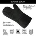 Silicone Oven Heat Resistant Thick Gloves 1 Pair with 1 Brush-black