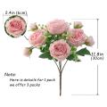 3 Bunches Peony Artificial Flower for Decoration Fake Rose Pink