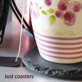 4 Pcs Round Slate Black Coasters Handmade Coasters for Wine Glasses