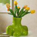 Ceramic Flower Arrangement Decoration Bright Bust Body Art Vase Green