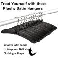 15inch Large Satin Padded Hangers with Gold Hooks, (black)