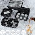 Silicone Ice Square Tray with Lid,4pcs Combined Ice Square Tray,black