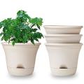 7.5 Inch with Tray,4 Automatic Watering Flower Pots for Plant (milky)